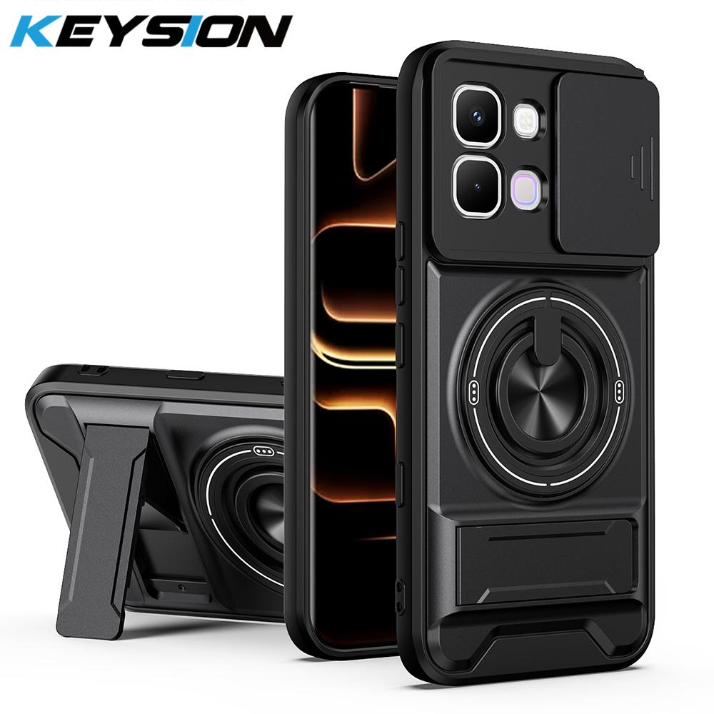 KEYSION Magnetic Phone Case for Infinix Note Edge 5G Slide Camera Protection Upright Kickstand 360° Ring Shockproof Back Cover