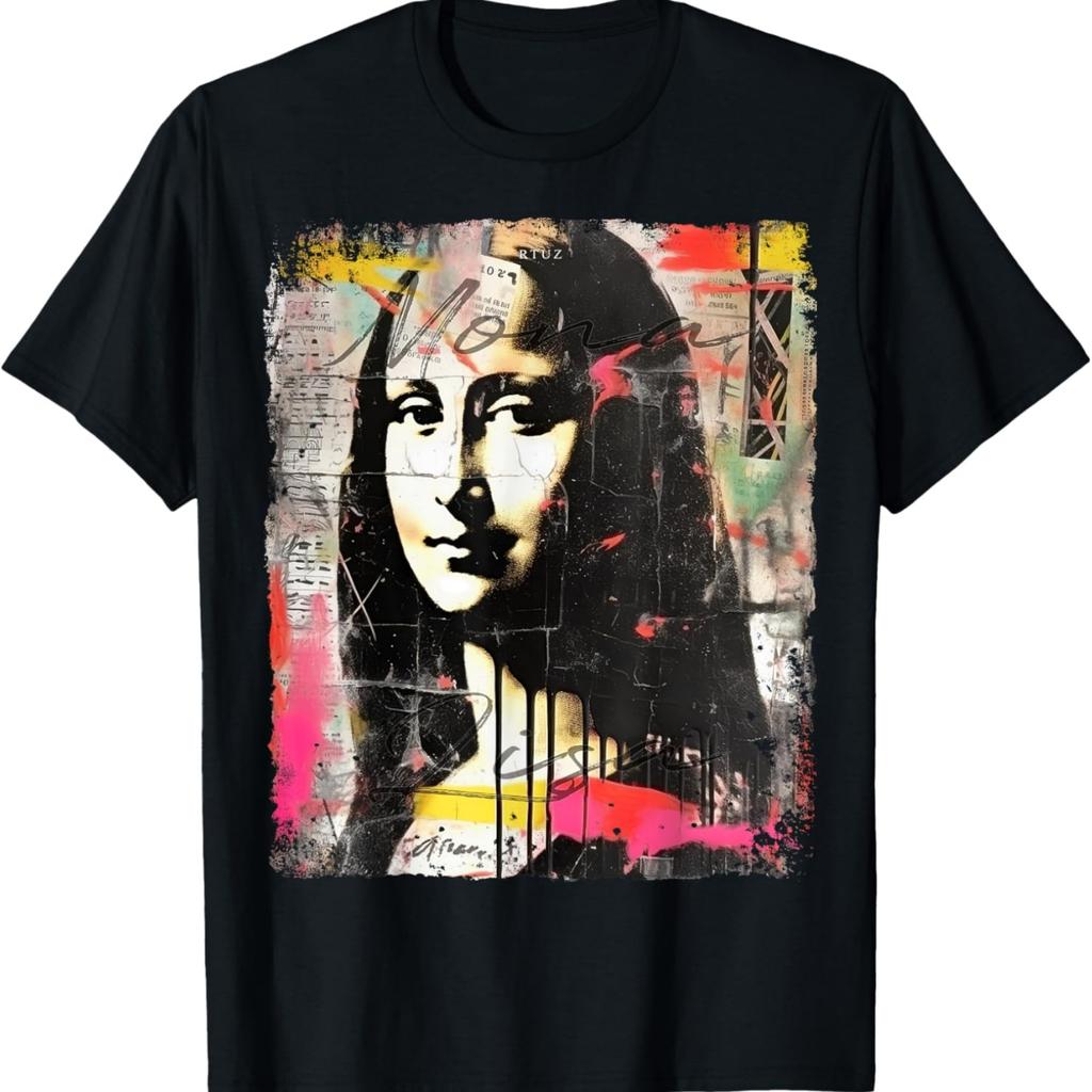 Abstrakte Graffiti-Kunst Leonardo Da Vinci Kunst Mona Lisa T-Shirt