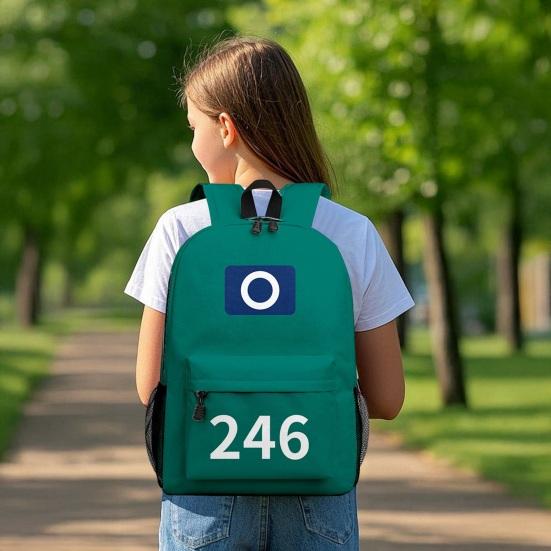 

Squid Student Game Backpack Korean Game Laptop Backpack Shoulder Bag Pen Pouch Squid Day Pack for College High School Teen E
