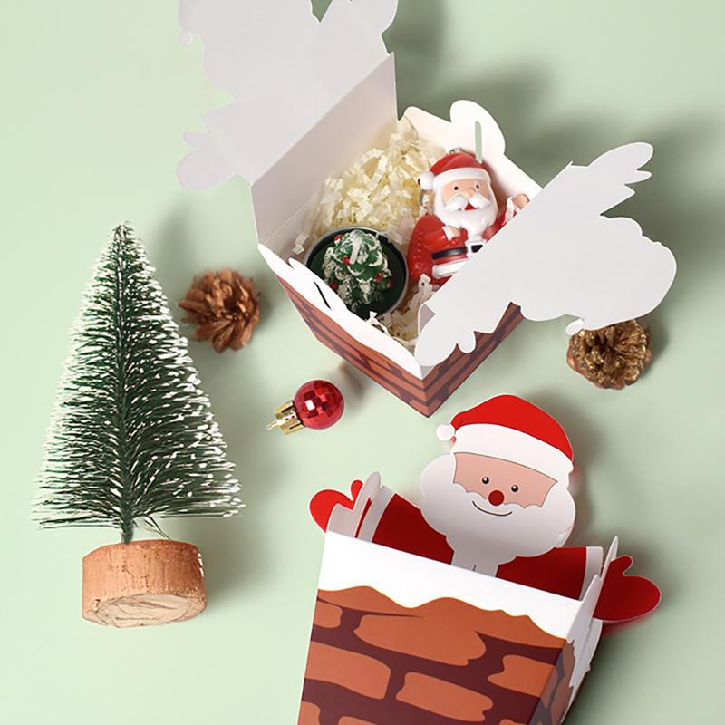 WTEMPO Cute Santa Claus Shaped Design Gift Boxes Christmas Mini Presents Packaging Boxes Creative Foldable DIY Paper Favor Boxes