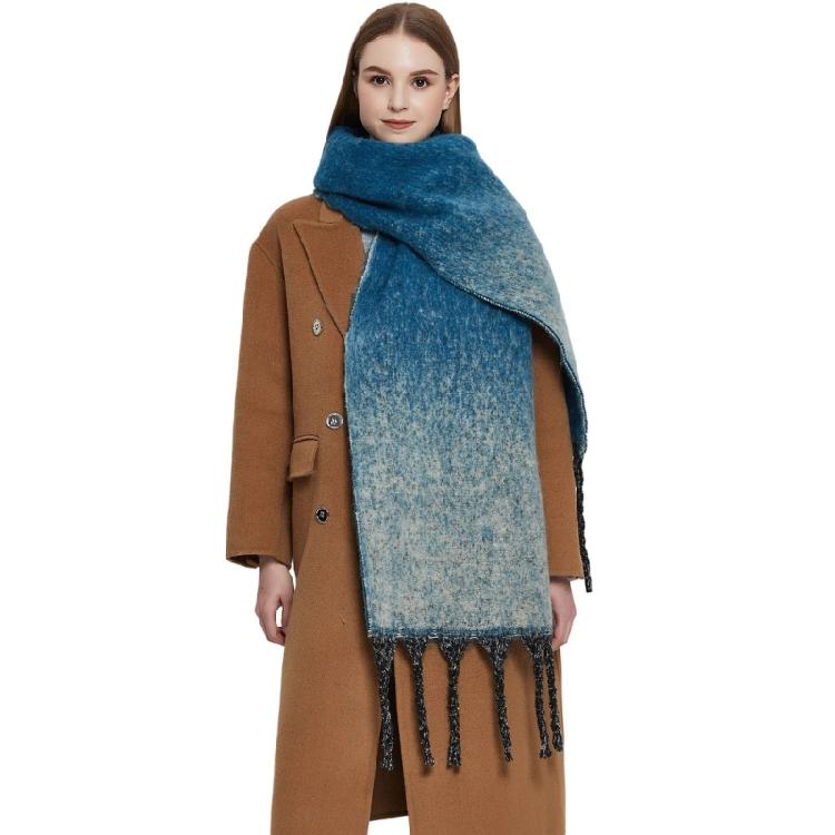 Adult Women Warm Scarf Thicken GradientColor Lengthen Scarf Soft Shawl Scarf