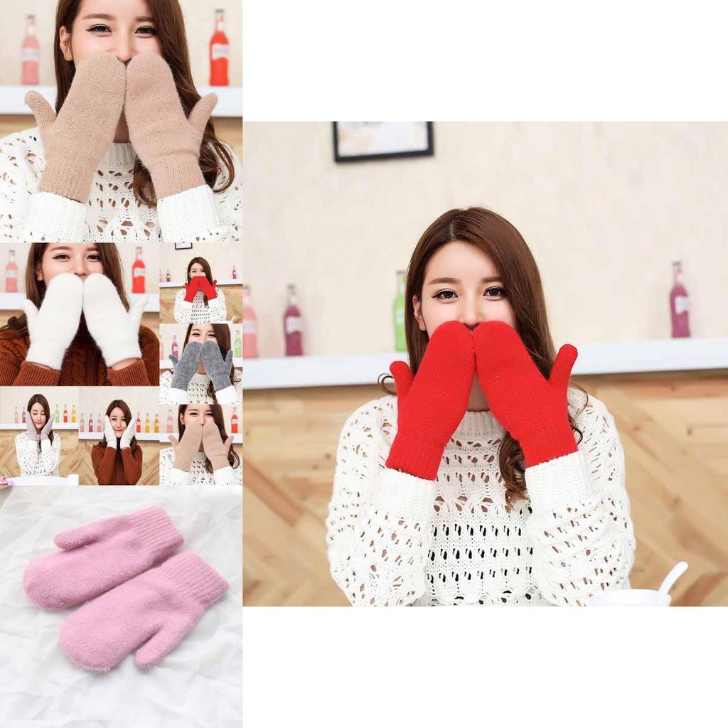 Elegante Liebliche Damen Winter Strick Dickere Faux Kaschmir Warme Fingerlose Handschuhe