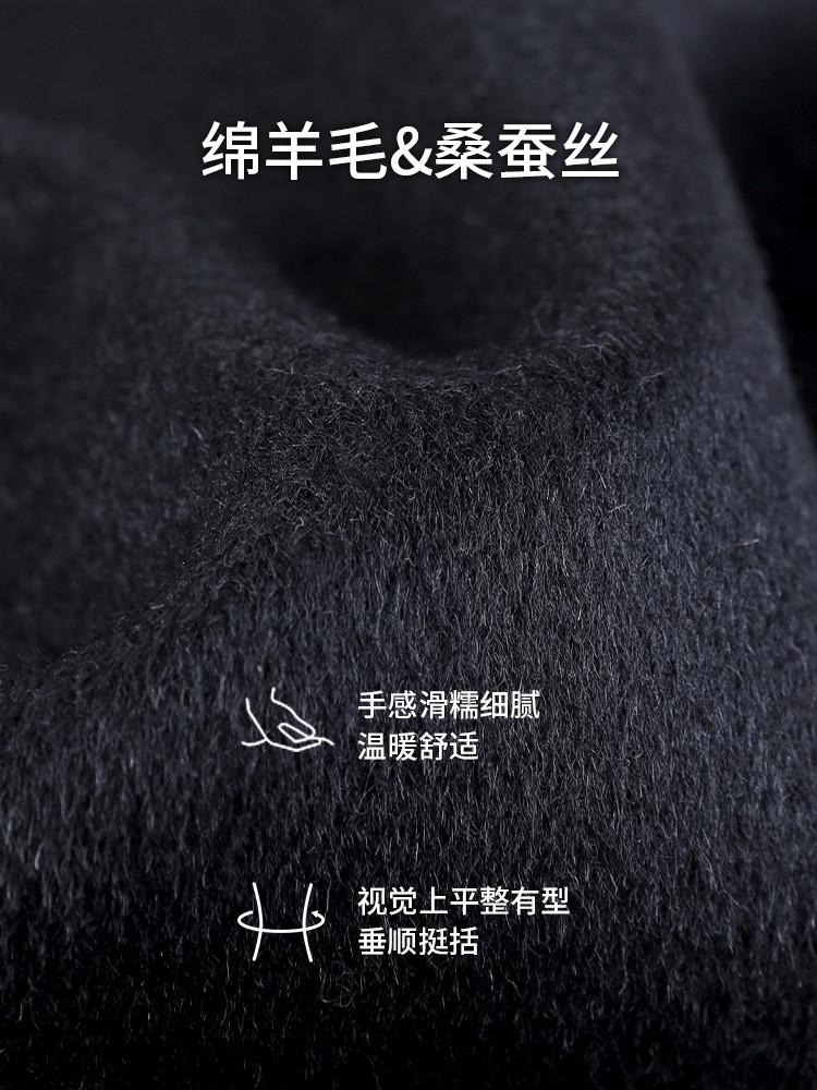 Men's Australian Mulberry Silk Thickened Long Wool Coat with Detachable Goose Down Inner