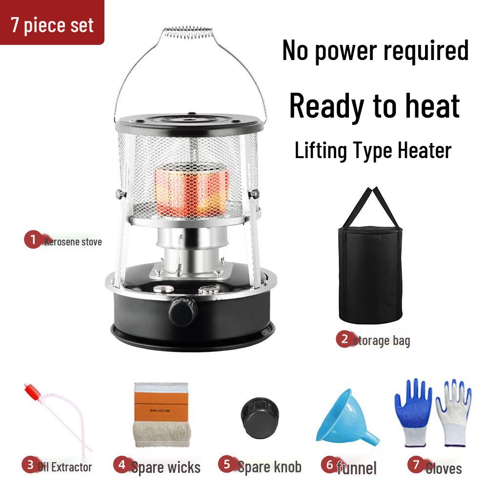 Adjustable Height Glass Chimney Kerosene Stove for Outdoor Camping & Indoor Use