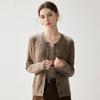 Womens Thick Cable Knit Cashmere Cardigan Round Neck Single Breasted Loose Fashion Sweater Winter