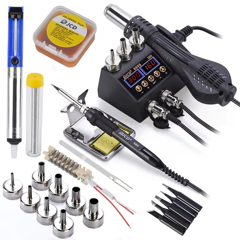 8898 Soldering Station  2 in 1 Digital Display Hot Air Gun Solder Iron Welding Rework For Cell-Phone BGA SMD PCB IC Repair Tools