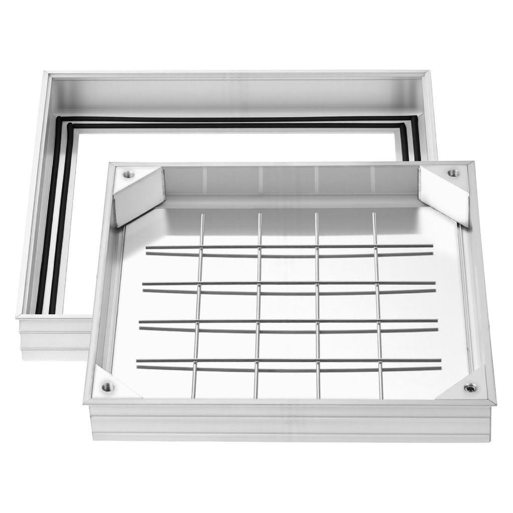 Manhole Cover with Frame, 400 X 400mm Invisible Recessed Septic Tank Access Covers, Aluminum Alloy Embedded Drain Channel Inspection Cover for