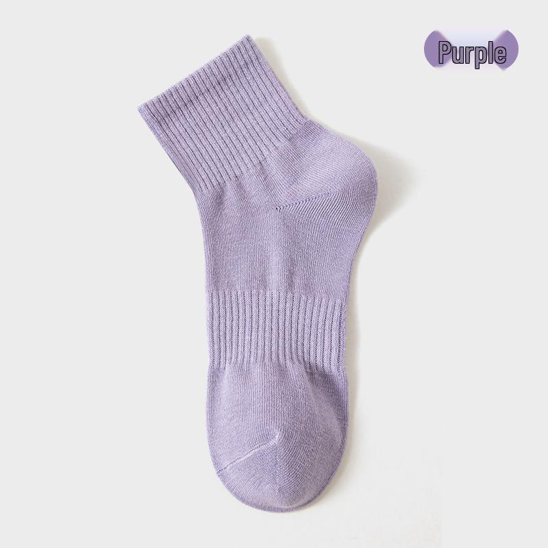 

Women s Mid-Tube Casual Cotton Socks - Anti-Pilling, Deodorant, Solid Colors for Autumn/Winter One Size фіолетовий