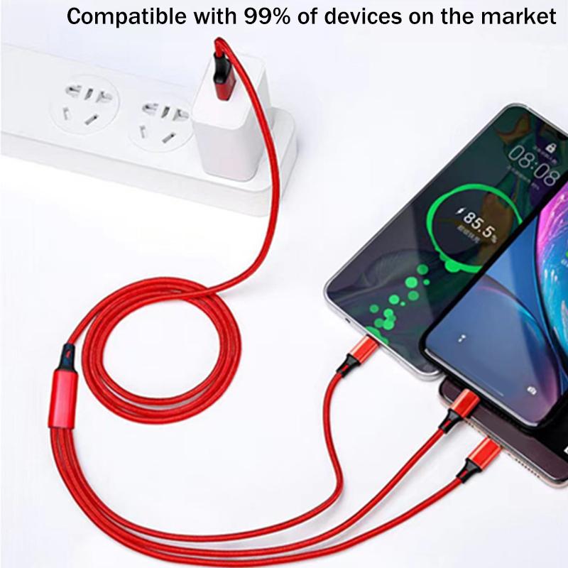 3 In 1 Usb Cable Micro Usb Type C Charger Cable Multi Usb Port Fast Charging Cord For Iphone 11 12 13 Pro Max Xiaomi Samsung