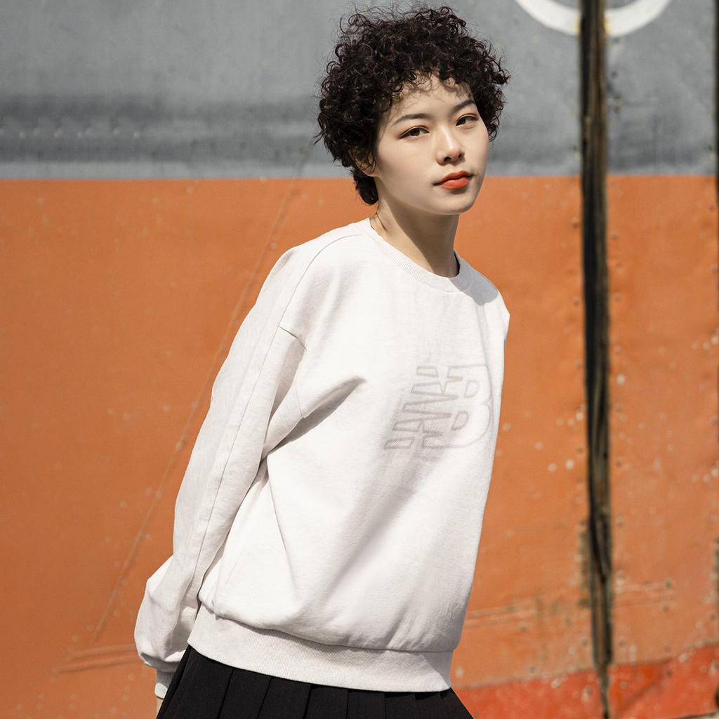 New Balance Sweatshirt Fall Winter Women's Gray 5CC39752-OA