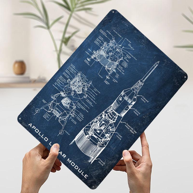 Apollo Lunar Module Poster Customized Wall Art Vintage Metal Signs Retro Tin Plaque for Man Cave Home Decor Living Room House