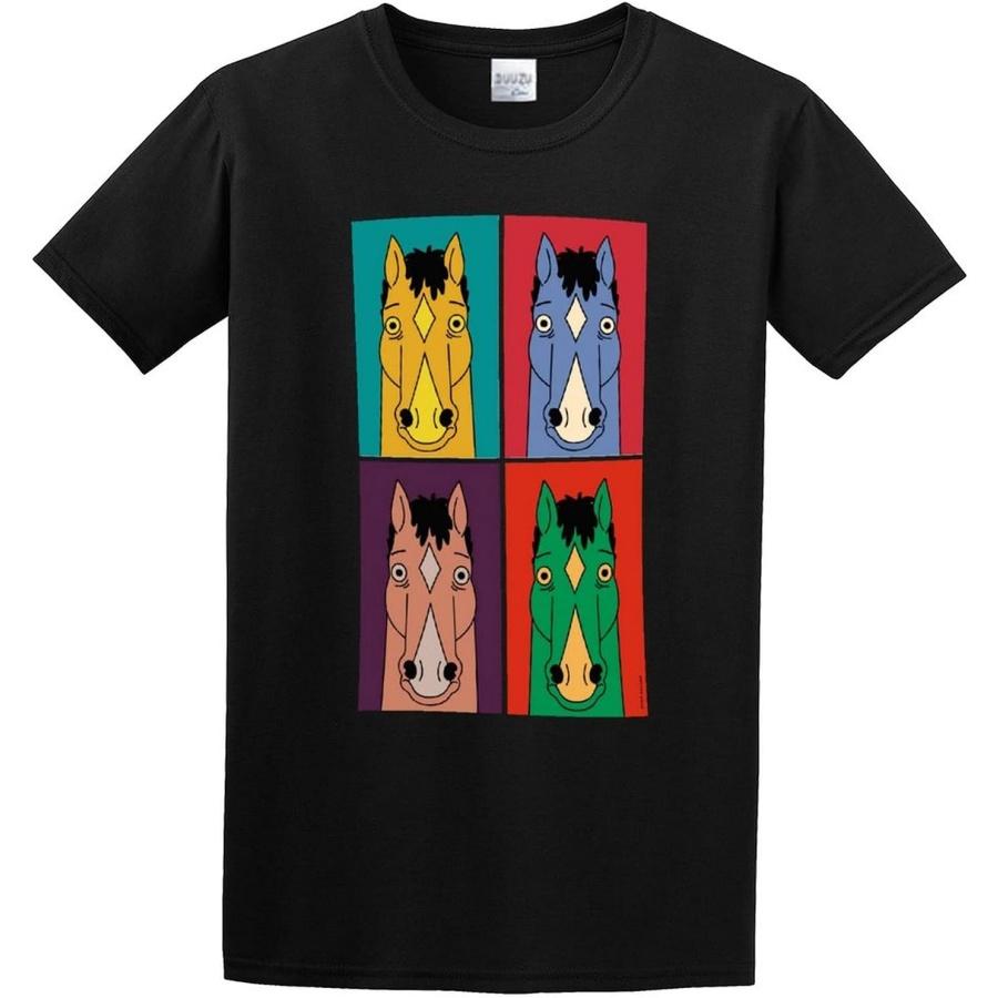 XINYIFENG Футболка с принтом BoJack Horseman Мультяшная Семья Сборная База Черный S