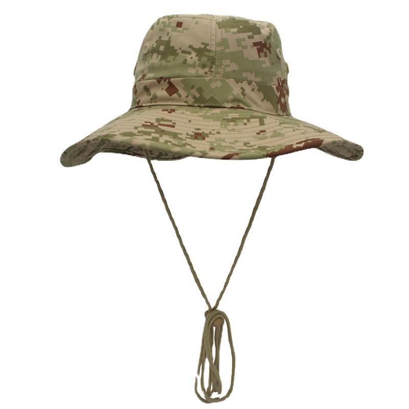 Men's Camouflage Fisherman Hat Women's Big Brim Trend Jungle UV Protection Outdoor Fishing Hunting Travel Hiking New Bucket Hat