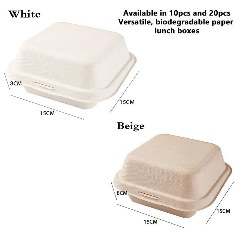 Disposable Lunchbox Bento Food Containers Baking Dessert Microwavable Burger Snack Boxes Cake Bowl Picnic Camping 10PCS