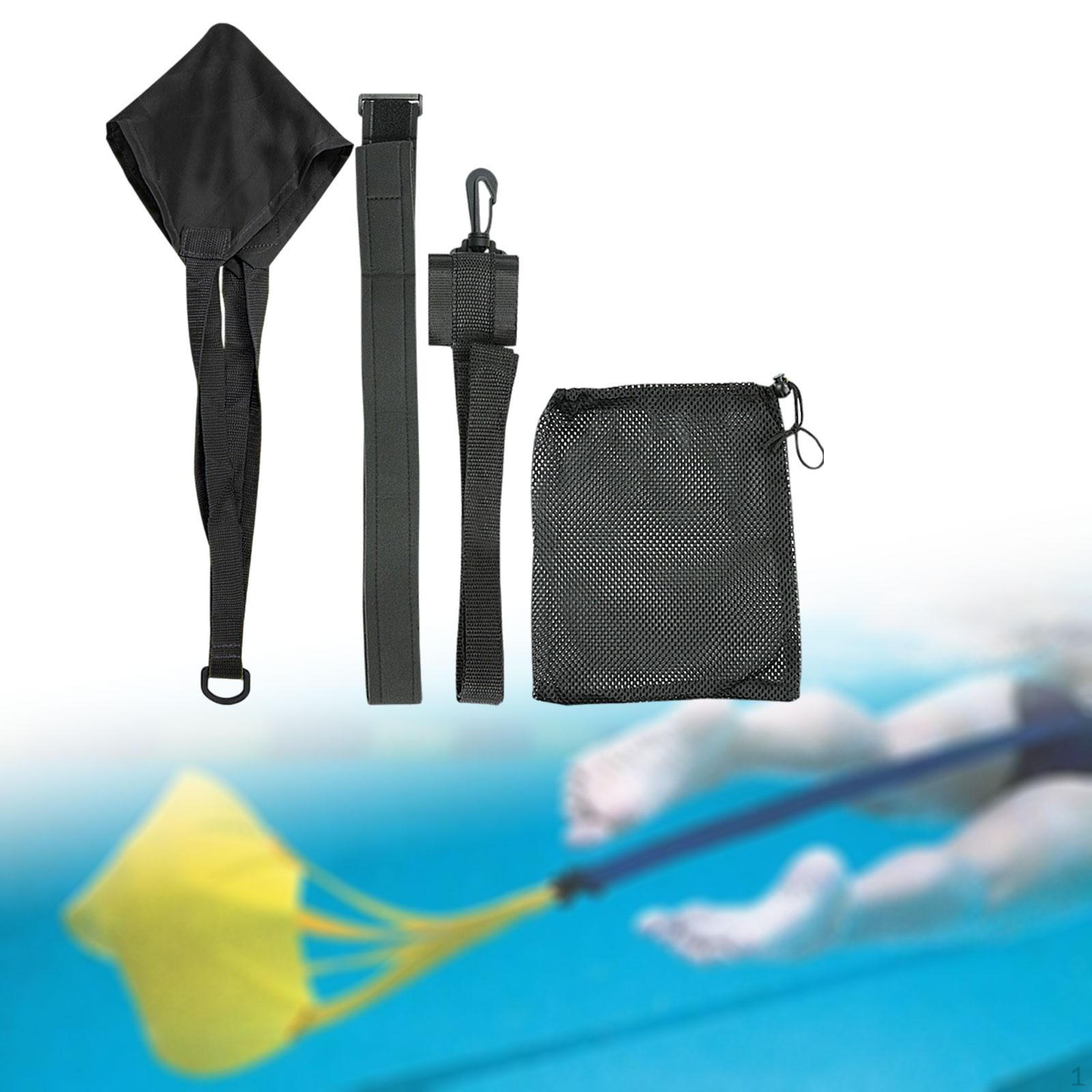 

Парашют для плавания, пояс с сопротивлением для плавания, пояс для силовых тренировок, женский нейлоновый тренажер black S