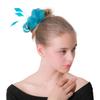 Leinengarn Einfacher und Süßer Haarkamm Federkopfschmuck Braut Seeblau Leinen Haaraccessoires Kopfblume