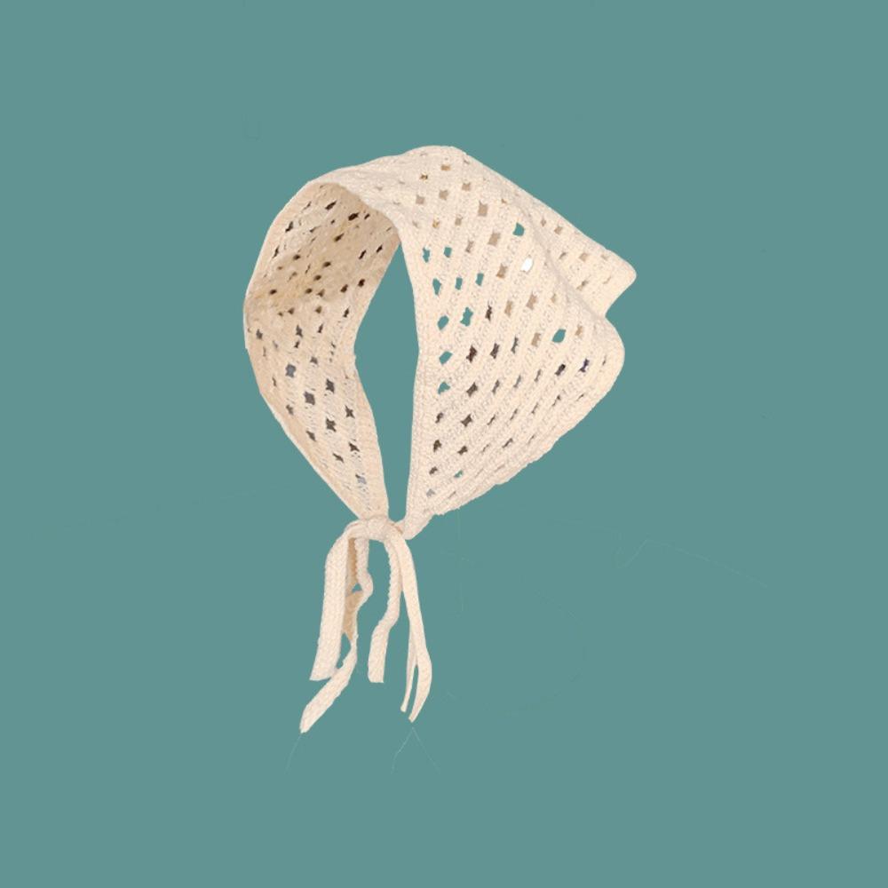 Elegant French Knitted Headband Retro Strawberry Triangle Turban Bohemian Pastoral Hollow Out Hair Band Beach Headwear