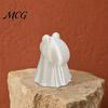 Halloween Ghost Figurine 3D Printed Frog Statue, Spooky Figurine, White Statue Cartoon Decorative Sculpture for Holiday Party Desktop