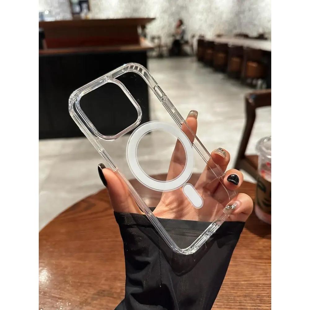 Transparante magnetische hoes met MagSafe-functie voor draadloos opladen, geschikt voor iPhone 17, AI, 16, 15, 14, 13, 12, 11 Pro Max, 7, 8 Plus. Acryl cover.