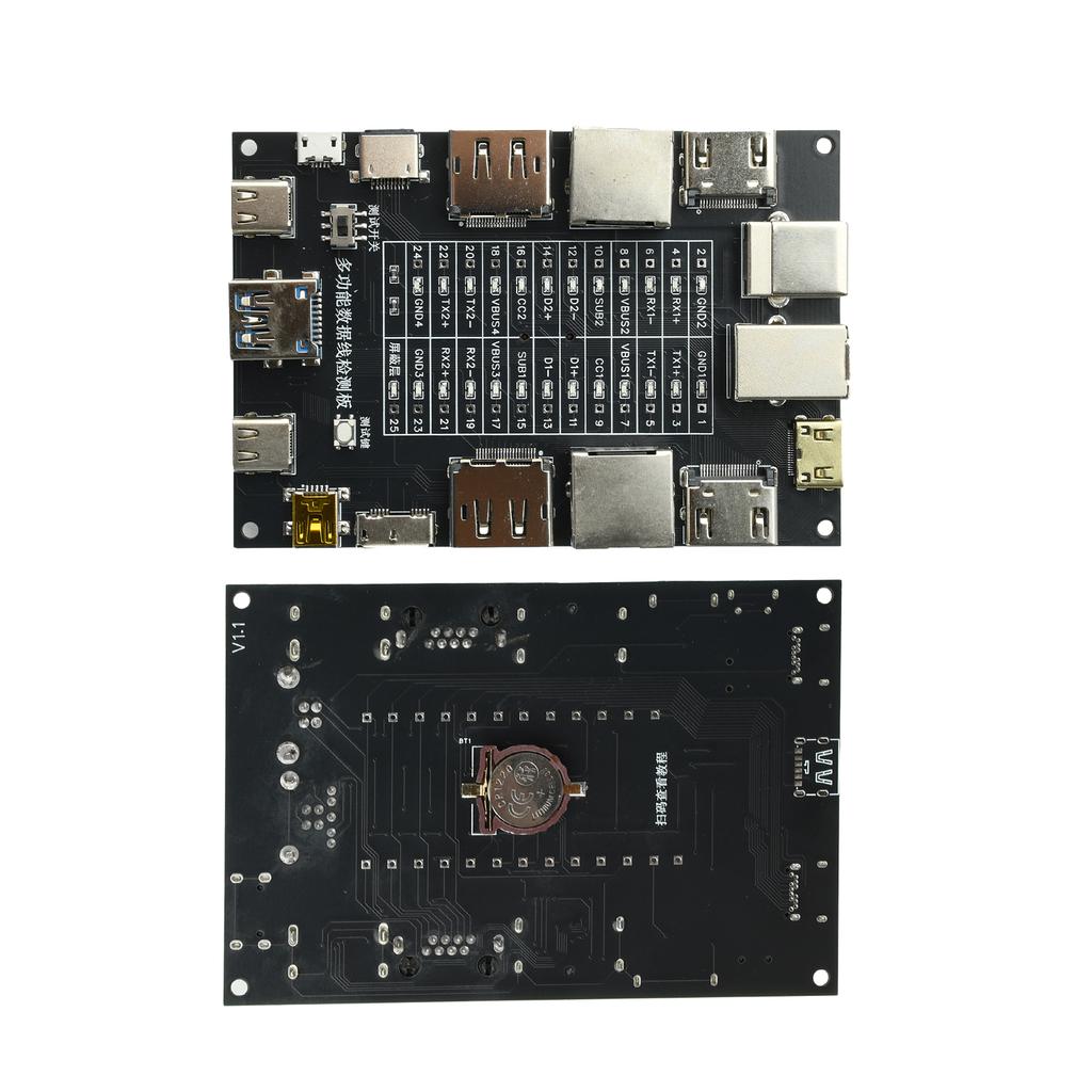 USB Data Cable Tester Type-C Micro Short Circuit Switch Test Board Multifunctional  Ethernet Line Detection Board CR1220 Battery