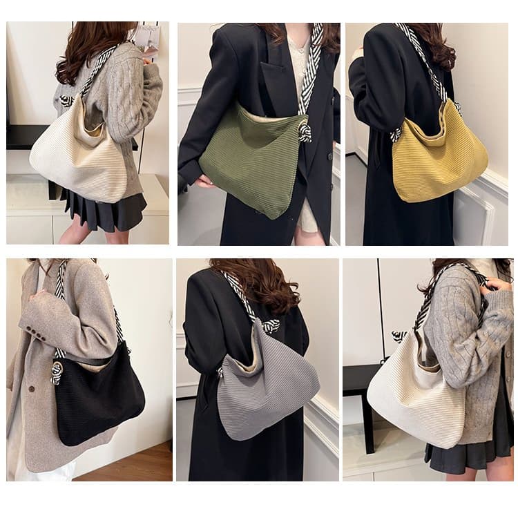 New soft wide shoulder strap flannel fashion shoulder bag