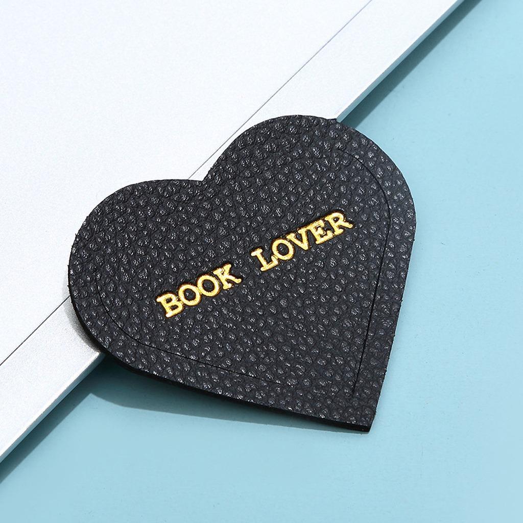 New Heart Shaped Premium PU Leather Bookmark Portable Page Clip For Book Lovers Office School Supplies Stationery Gift
