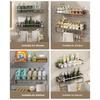 50cm Bathroom Storage Rack with Hooks and Towel Bar Wall Mounted No Drill Ventilated Draining Organizer