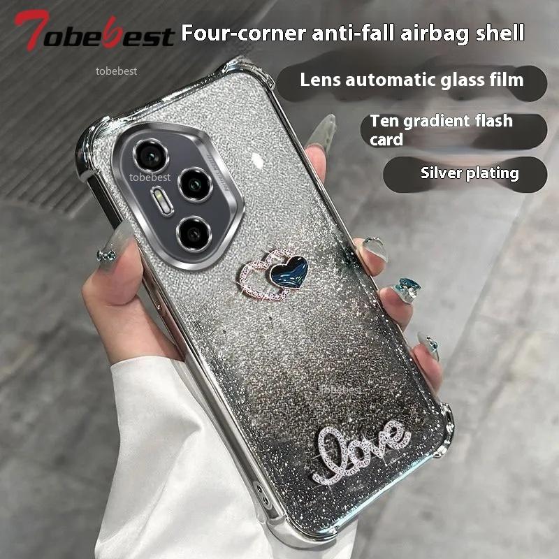 

3D Любовь Противоударный Блестящий Гальванизированный Чехол-браслет из бусин для Huawei Honor 400 Lite 300 Ultra 200 100 90 80 70 60 Pro Силиконовый Чехол Honor 60 Pro серебряный