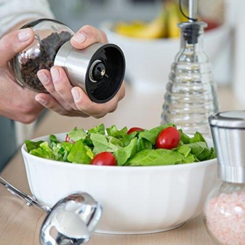 1/2/3/4 Pcs Round Salt and Pepper Mill Manual Spice Salt and Pepper Mill Set, Adjustable Coarseness