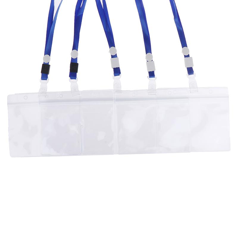 20Pcs Waterproof Sleeve Pouch With Sealing Strip Lanyards Id Badge Holder Plastic Protector Case Clear Pvc Name Plate Card Bag