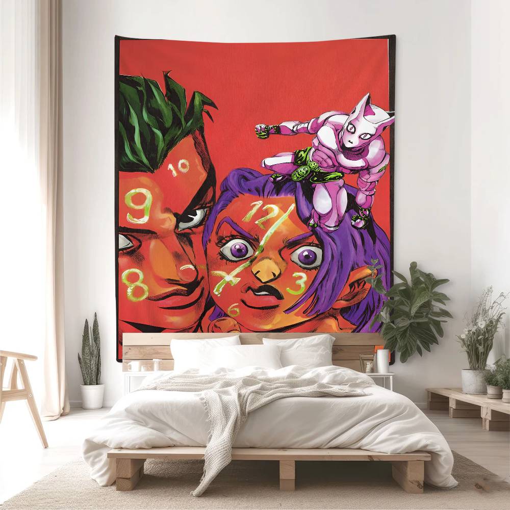 Anime JoJo Bizarre Adventure Retro Tapestry Art Printing Cheap Hippie Wall Hanging Wall Tapestries Mandala Art Home Decor