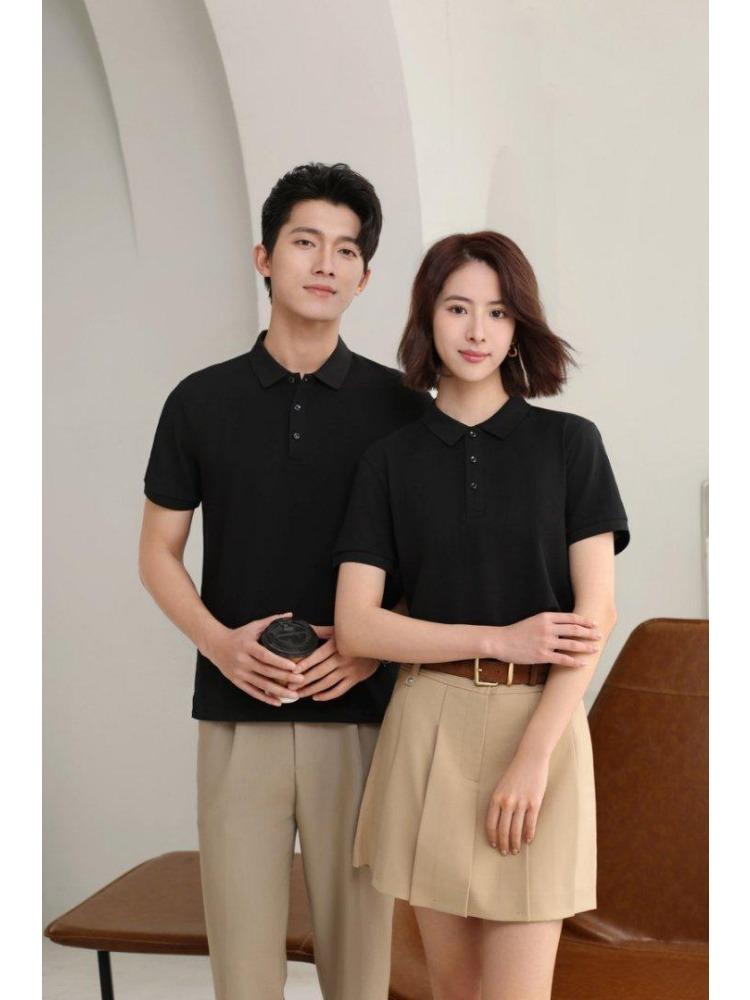 Summer Men's and Women's Lapel Short Sleeve Solid Color T-Shirt YG-688