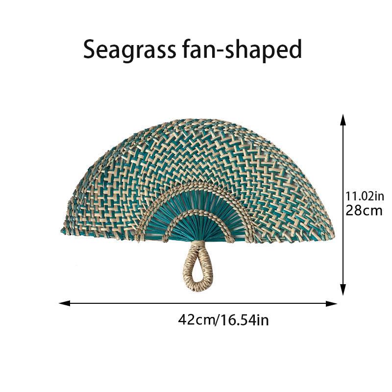 Leque de Palha Tecida à Mão de Verão Leque de Grama Tecido à Mão Leque de Refrigeração Feito à Mão Decorações de Parede Penduradas Nórdicas Para Decoração de Casa Quarto