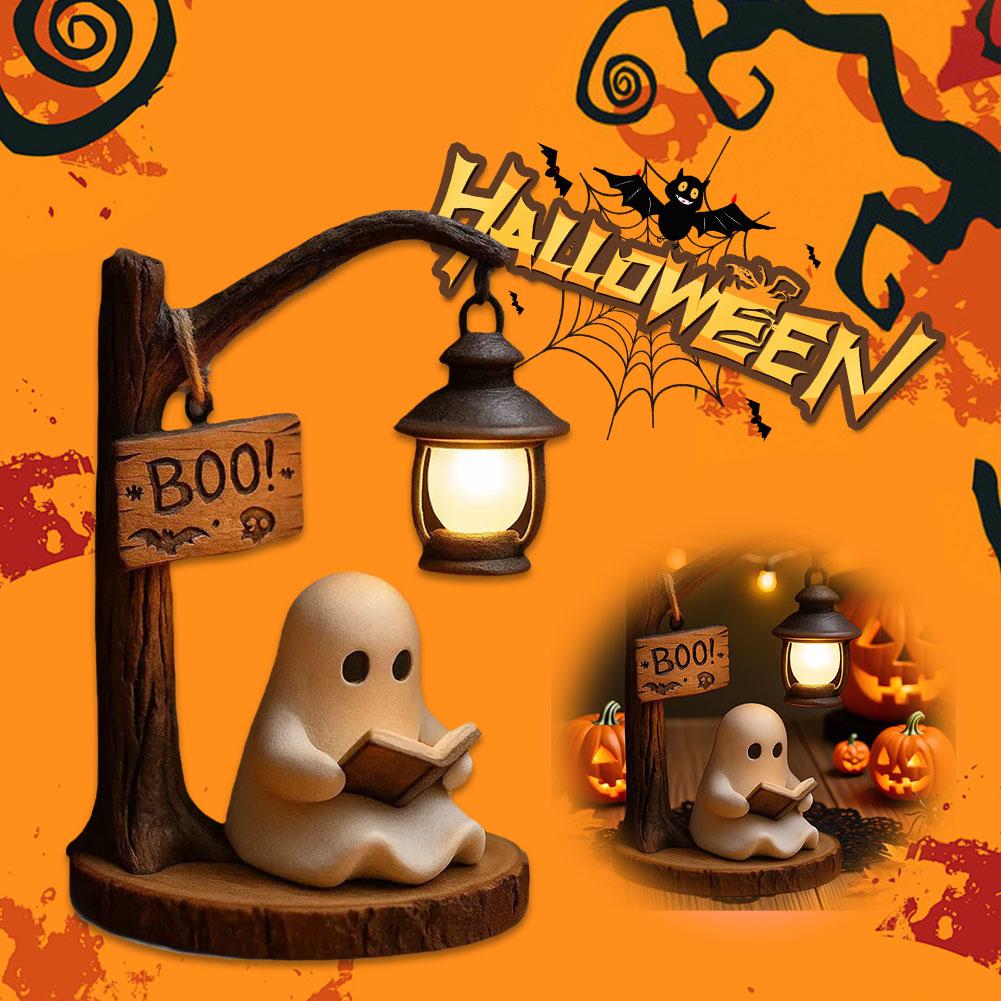 Cute Ghost Reading Lamp Halloween 3D LED Night Light Spooky Cute Desk Light for Bedroom Study Halloween Home Decor Book Lovers