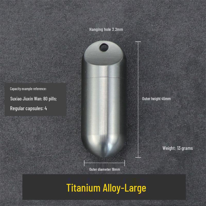 Titanium Alloy Waterproof Portable Pill Bottle - Small Sealed Outdoor Medicine Capsule Box