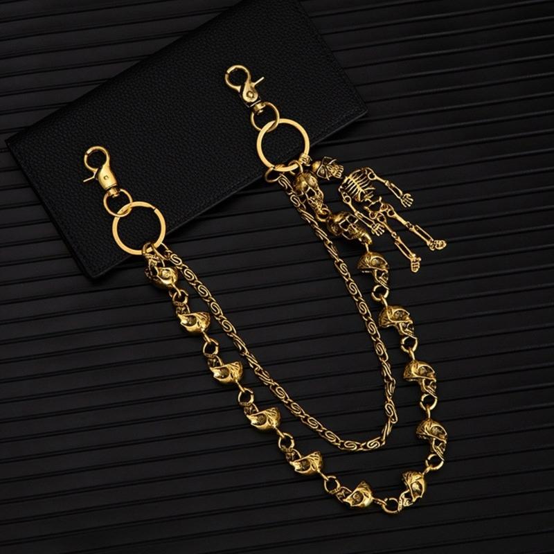 Gothic Punk Style Metal Skull Head Jeans Chain Trendy and Cool Waist Chain For Men And Women Fashion Accessory