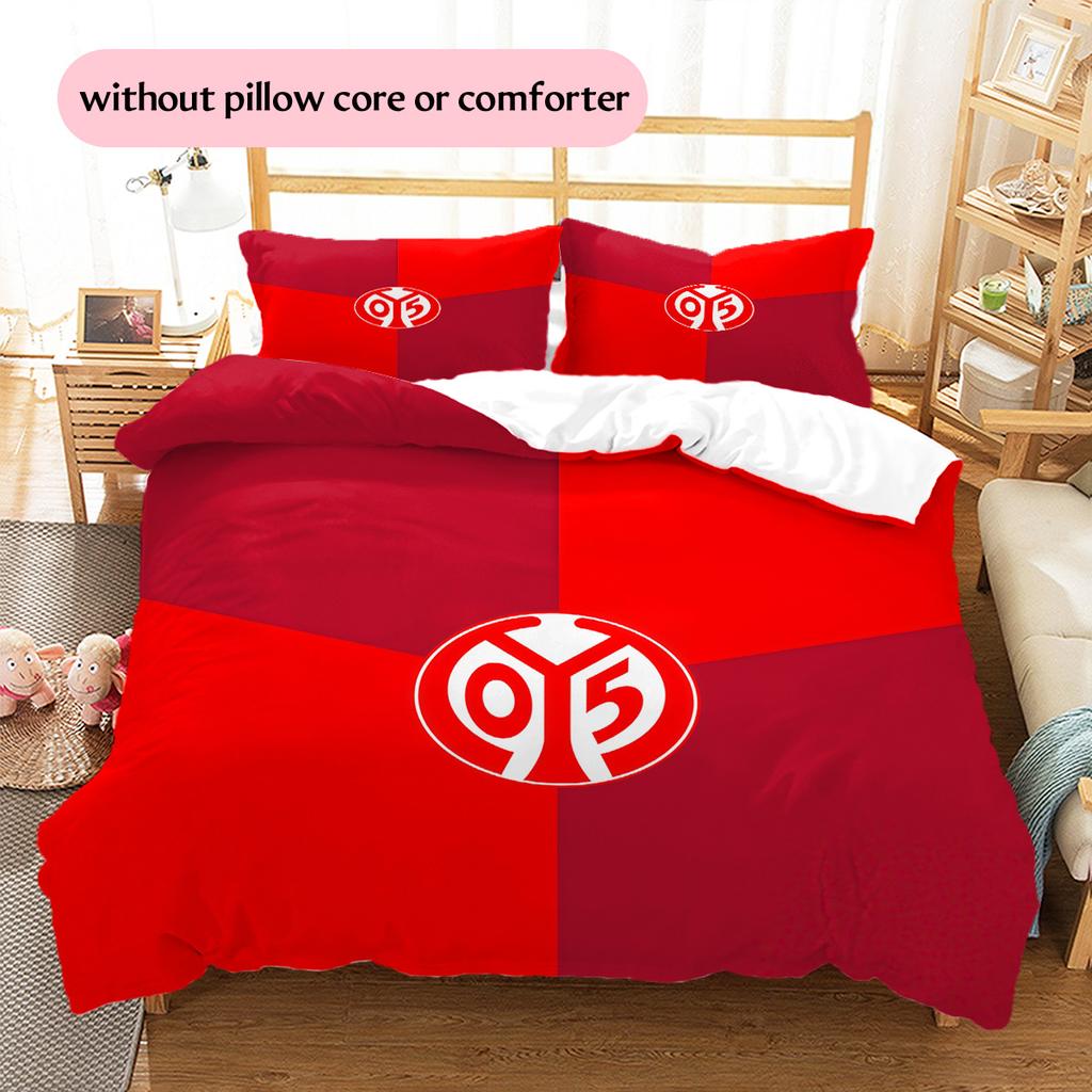 FSV Mainz 05 Pattern Bedding Quilt Set Home Decoration Gift (1 * duvet cover + 2 * pillowcase without core)