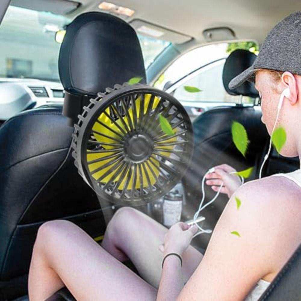 5 Fan Blades Car Back Seat Fan USB 360 Rotation Fan Auto Headrest Cooling Fan  Headrest Ventilation