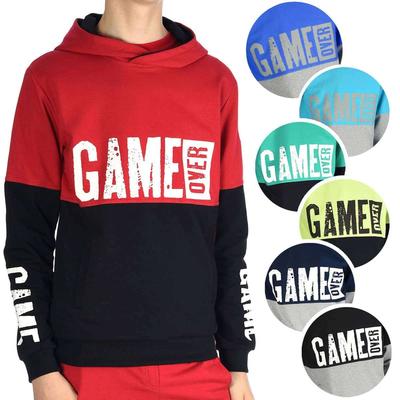 Suéter com capuz para menino e estampa GAME OVER