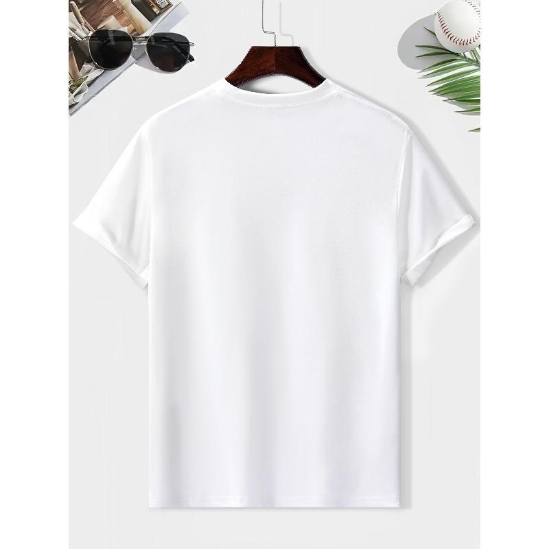 Tailles européennes T-shirt imprimé confortable pour homme à col rond, Manches courtes ample décontracté pour Printemps Été Vacances