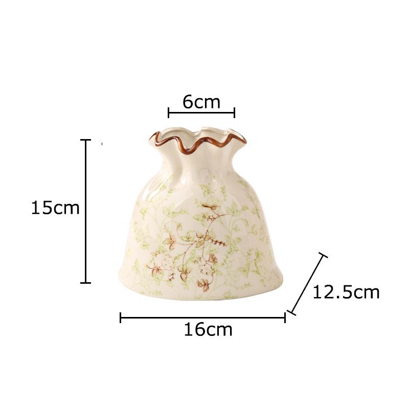 Vintage Floral Texture Ceramic Vase Table Decoration Flower Arrangement Creative Bag Shape Flowers Vases Room Aesthetic Decor