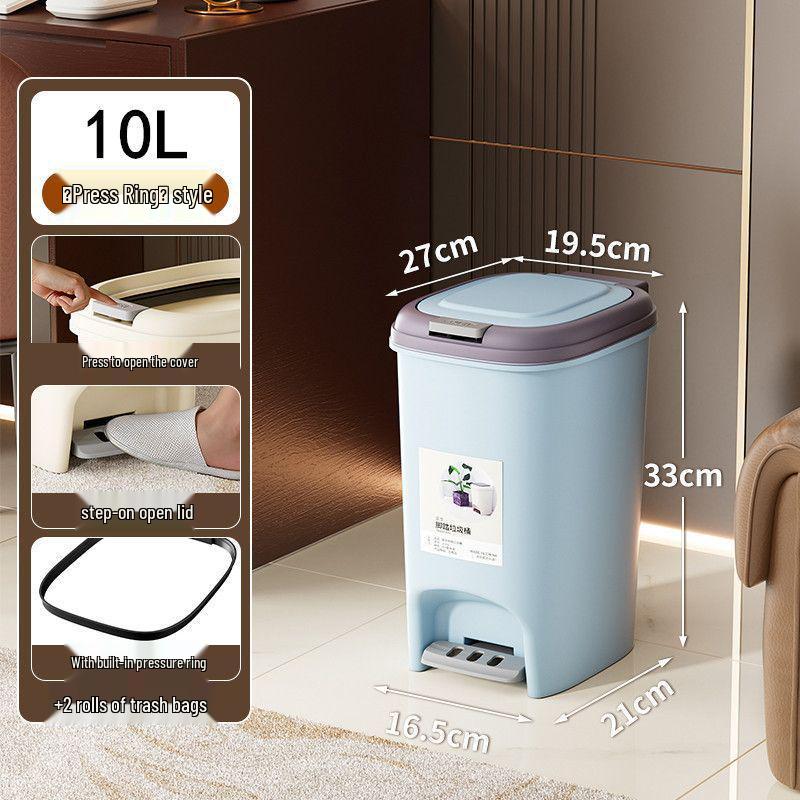 Large Odor-Proof Foot Pedal Trash Can with Lid for Home: Double Opening for Bedroom, Living Room, Kitchen, Bathroom, and Toilet.