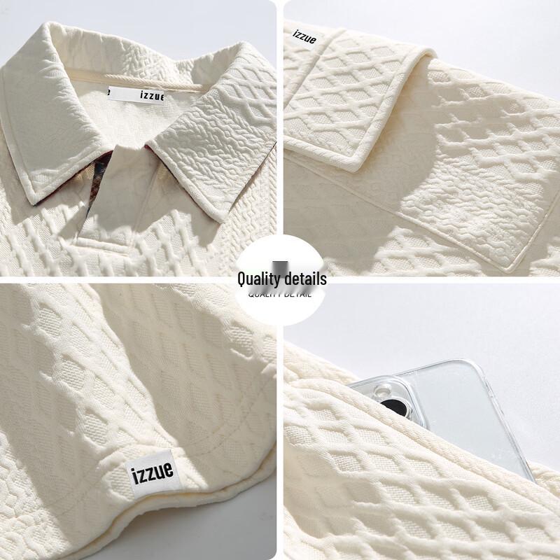 Izzueit Men's Summer Waffle Knit Polo Shirt and Shorts Set