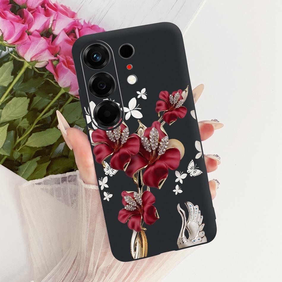 For Tecno Camon 50 4G CN5 Cute Flower Butterfly Cat Painted Case For Tecno Camon50 4G Black Silicone Soft Phone Cases