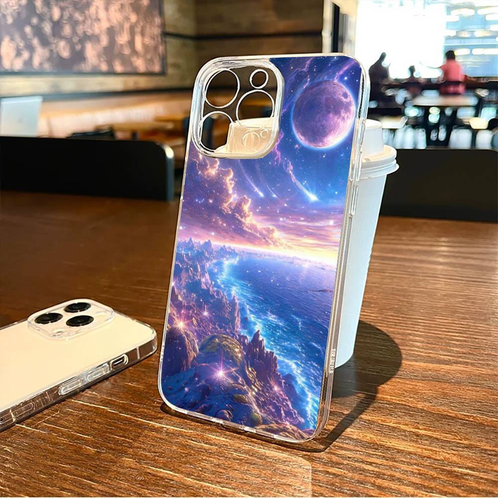 Traumhafter Galaxie-Print Handyhülle Für iPhone17,16,15,14,13,12,11 Plus,Pro Max Weiche Transparente Hülle
