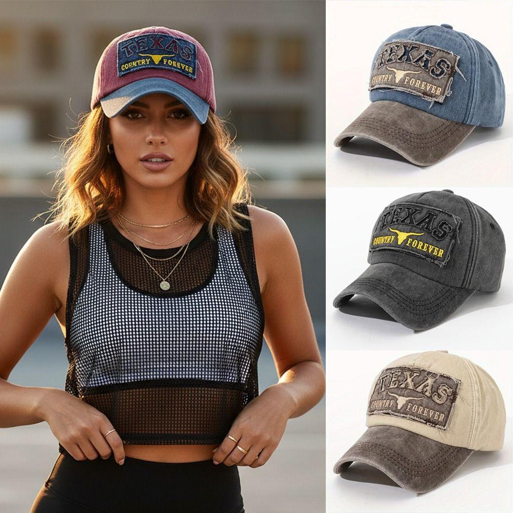 Washed Cotton Embroidery Baseball Cap Visor Sunscreen Hats Vintage Casquette  For Man Women Unisex