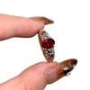 Vintage Classic Sparkling Oval Rose Red Gem Rings for Women Exquisite Inlay Diamonds Flower Ring Adjustable Wedding Jewelry