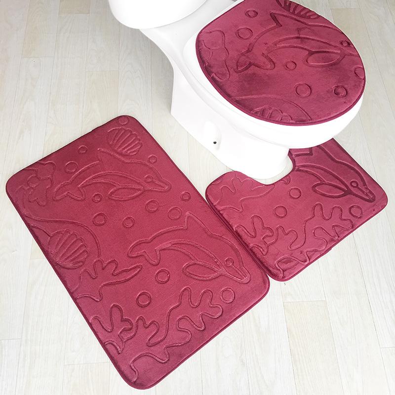Ensemble de 3 pièces Tapis de bain pour la maison et la salle de bain Tapis de toilette Tapis de bain antidérapant Tapis de salle de bain Ensemble de tapis de douche Couvercle de toilette Tapis de sol