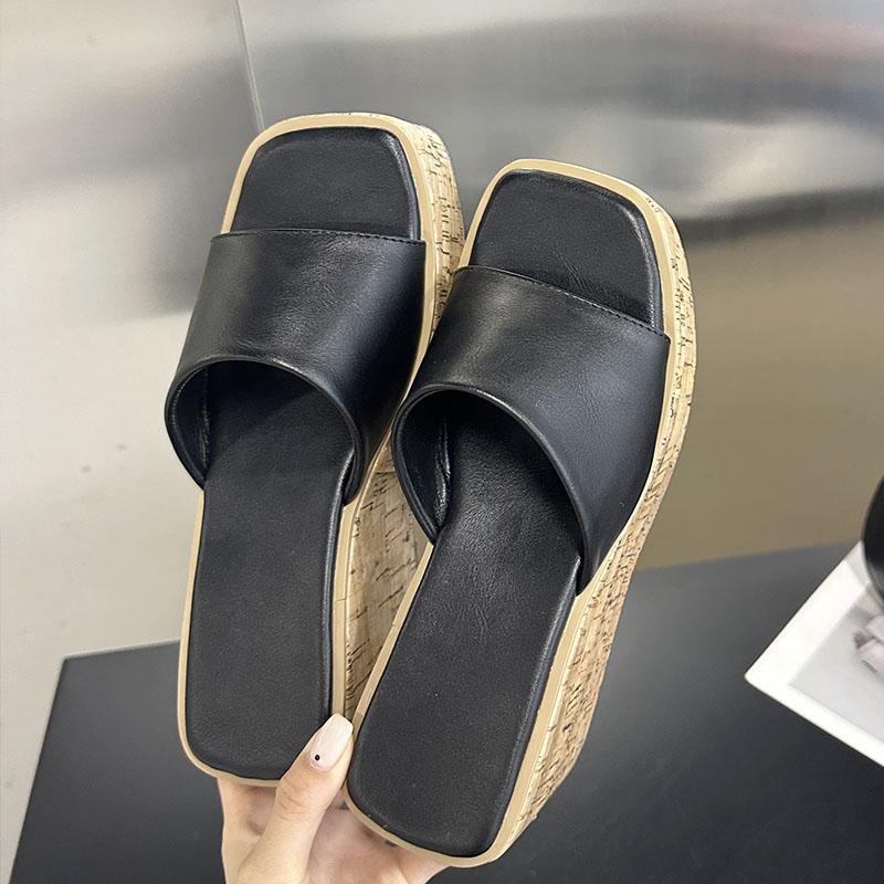 Fashion Fashion Thick Soled Footwear Ladies Wedges Slippers Shoes Platform Women Wedges Slippers Shoes Female Slides Sandals Big Size 43