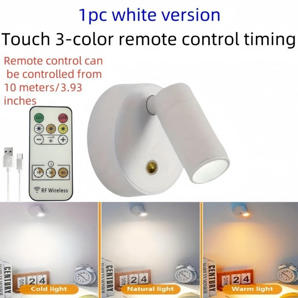 

Новый 3-цветный светодиодный настенный светильник с USB-подзарядкой, магнитным основанием, регулируемый прожектор, прикроватный светильник для спальни